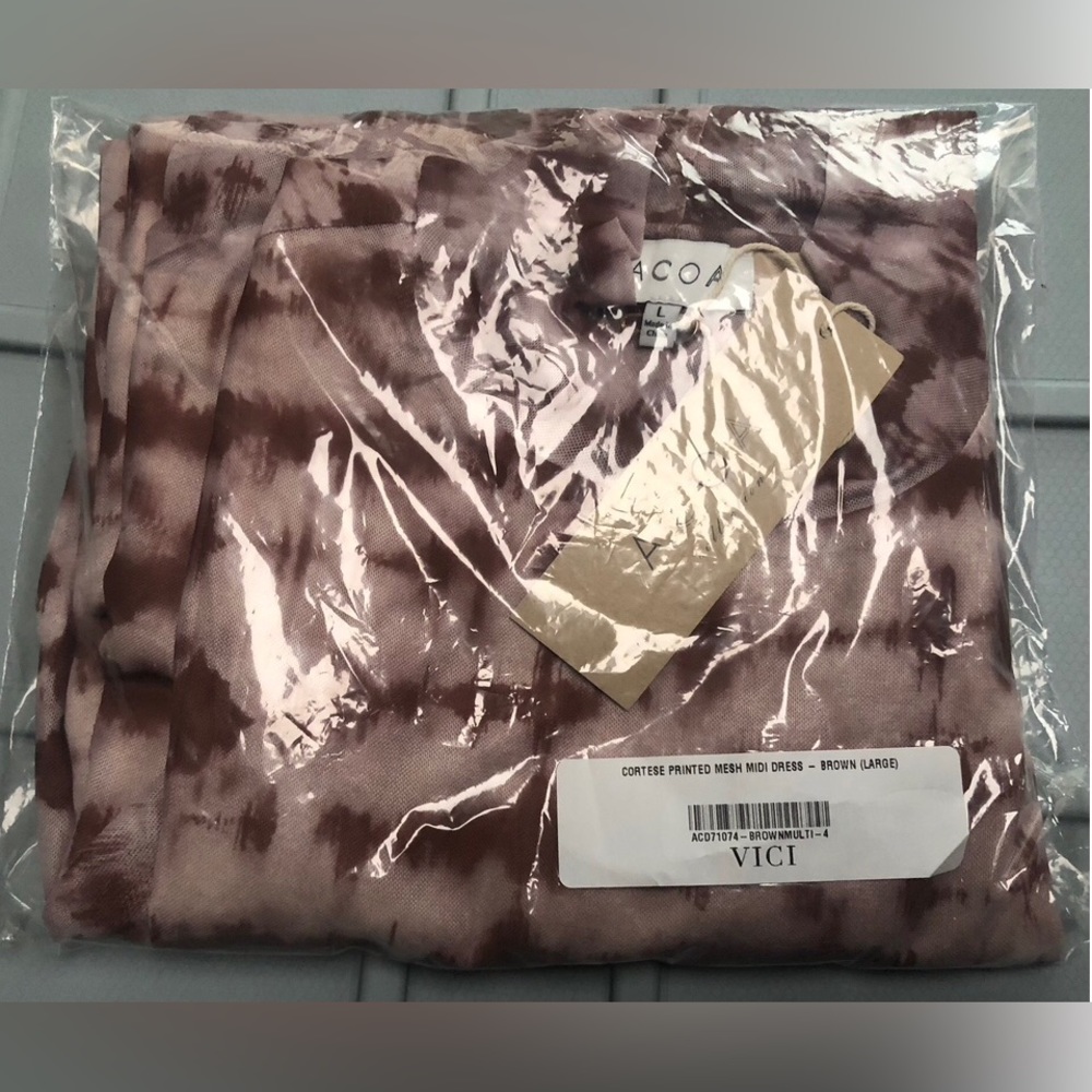 VICI Cortese print mesh fitted midi dress w/mock neckline,back split NEW RE $69 - Picture 10 of 11